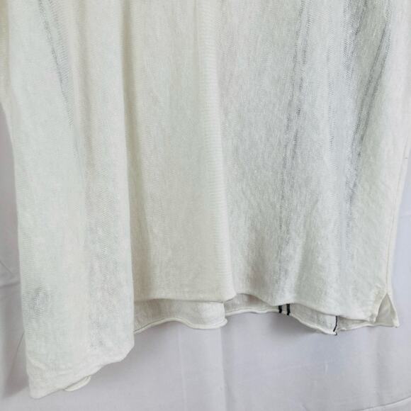 360Sweater Womens XS White 100% Linen Oversized Cap Sleeve Sweater Beachy Luxury - Picture 10 of 11